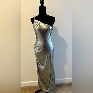 Elegant Silver One-Shoulder Dress